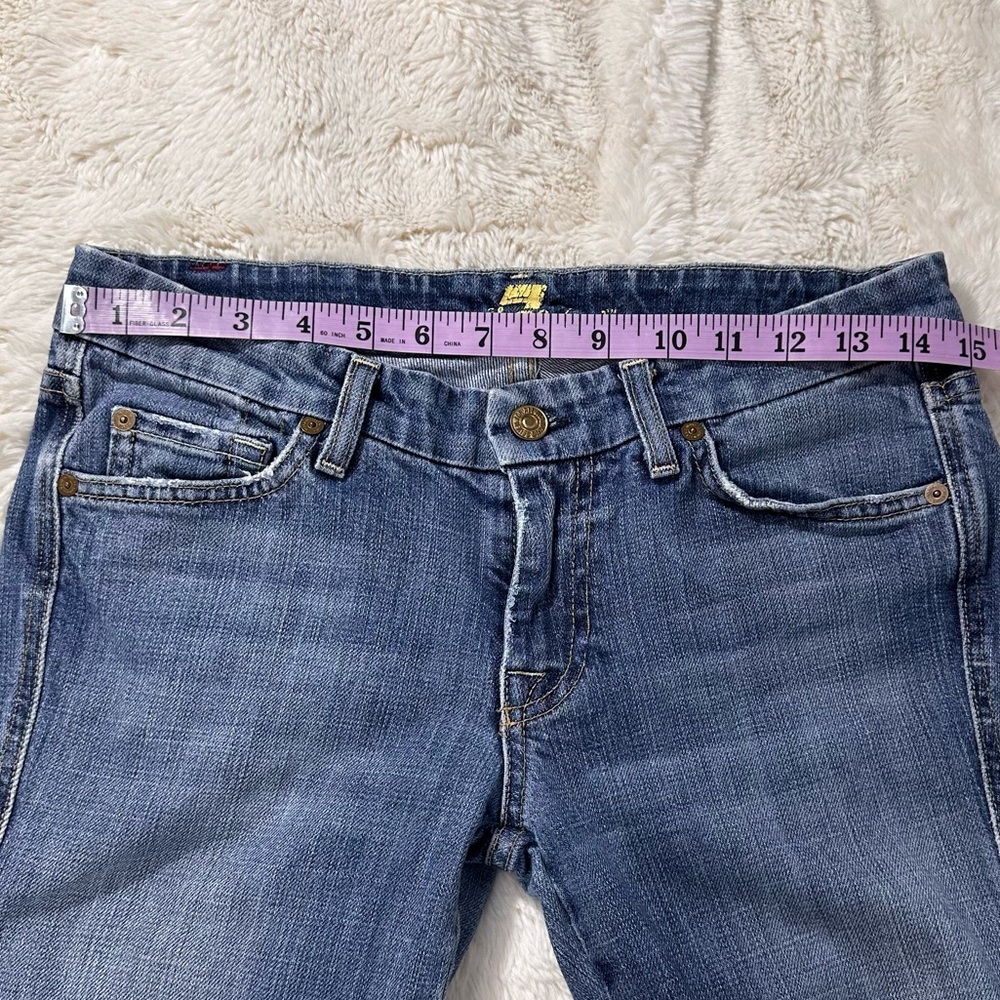 7 For All Mankind Vintage Y2K Low Cut Bootcut Denim Jeans 27 Bling Boho Cowgirl - Picture 7 of 10